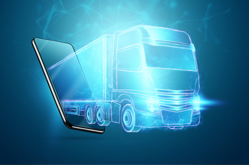 Un camion și un telefon.